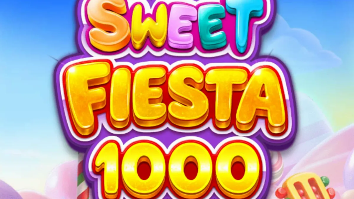 Tampilan visual ceria dari slot Sweet Fiesta 1000 dengan tema permen dan karnaval