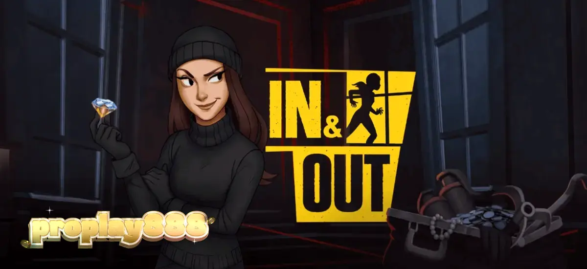Tampilan visual slot In and Out dengan estetika noir Parisian